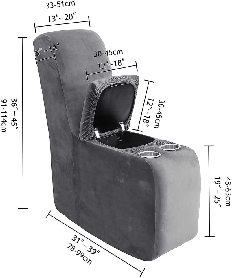 Stretch Recliner Loveseat Cover w/ Center Console 2 Seater Couch Sofa Slipcover - Image 4 of 4