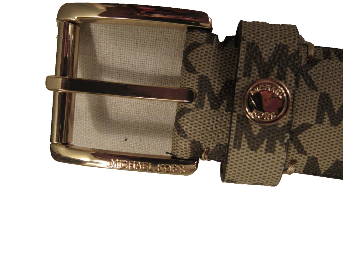 Michael Kors MK logo gray signature belt women L gold  display picture 2