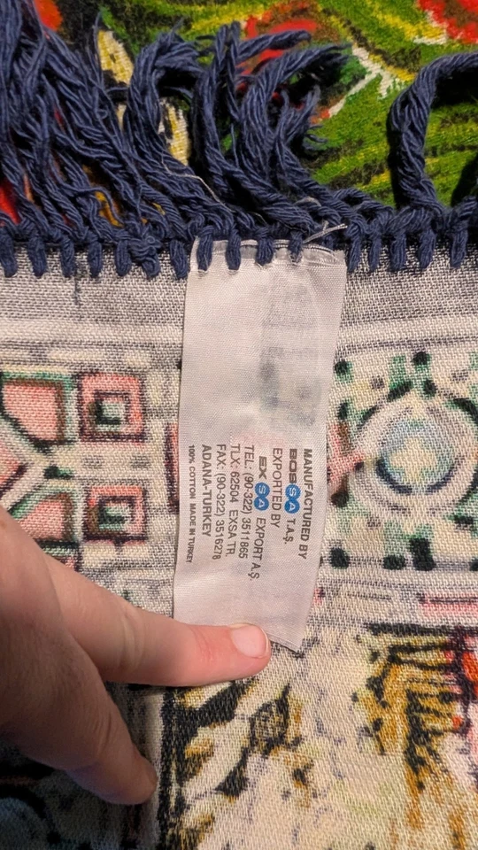 Vintage Large Wall Tapestry 57”x39” Peacock Tapestry Made In Turkey  - Image 2 of 2