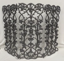 Vtg Cast Aluminum Tri Fold Panel Ornate Floral Vines Fireplace Screen ~ 42 x 30"