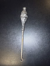 Sterling silver Art Nouveau button hook with grape motif