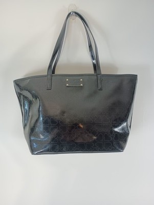 KATE SPADE Harmony Hearts Metro Black Patent Leather Tote Bag Purse 