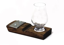 Barrel Stave Whiskey Burbon Scotch Coaster with Glencarin Glass and Cigar Hol...