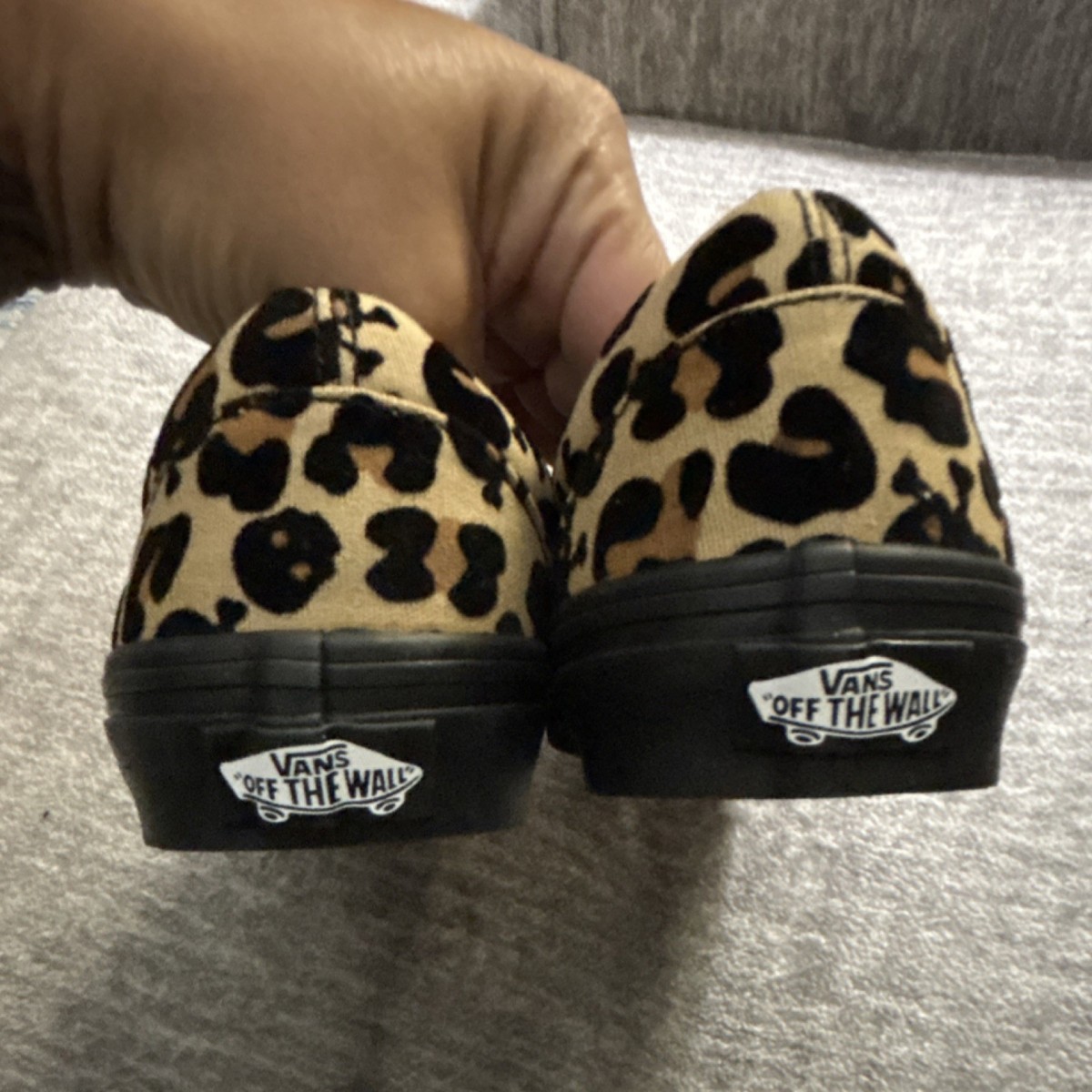 VANS Skull Leopard Print Slip-On Canvas Sneakers M:5.5/W:7  display picture 1
