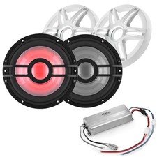 Clarion Marine Bass Bundle - 2 CMSP-101RGB-4 10" RGB LED subwoofers include...