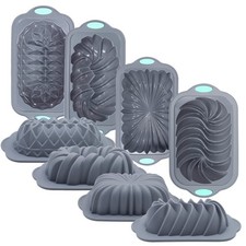 4-Pc Non-Stick Silicone Loaf Pan Set for Baking Bread, Meatloaf, Dishwasher Safe