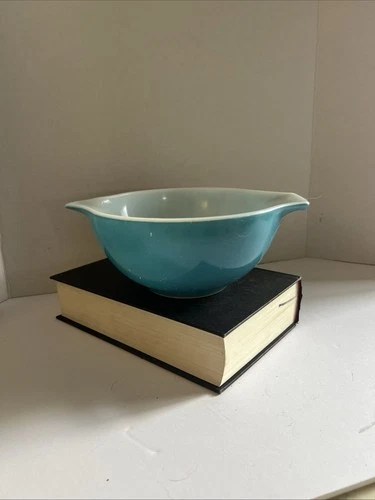Vtg PYREX Glass #442 Solid Turq/Aqua Blue Cinderella NESTING Mixing Bowl 1.5 Qt