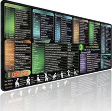 Excel Shortcuts Mouse Pad Large Office Cheat Sheet Desk Mat Mouse Keyboard Mat