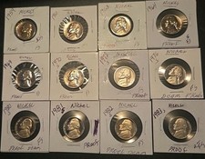 (12) Full Step Jefferson Nickels,59,62,63,64,69,70,72,76,80,81 T-2,82,83