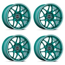 Set 4 18 Motegi Mr158 Tsubaki Hokkaido Green Machined Lip 18x8.5 5x100 30mm