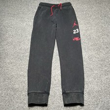 Jordan Pants Kids Medium Black Graphic Fleece Joggers Sweatpants Jumpman