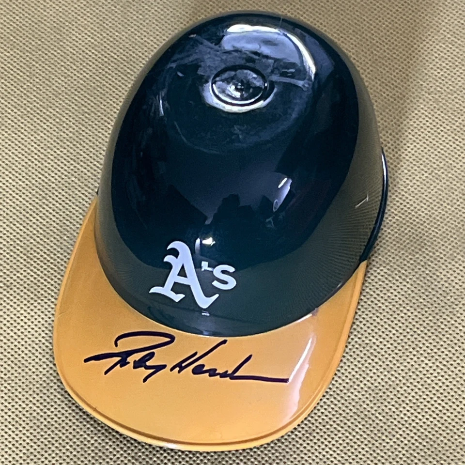 Mini casco firmado por Ricky Henderson Oakland A’s certificado de autenticidad holograma autografiado Foto 2 de 4