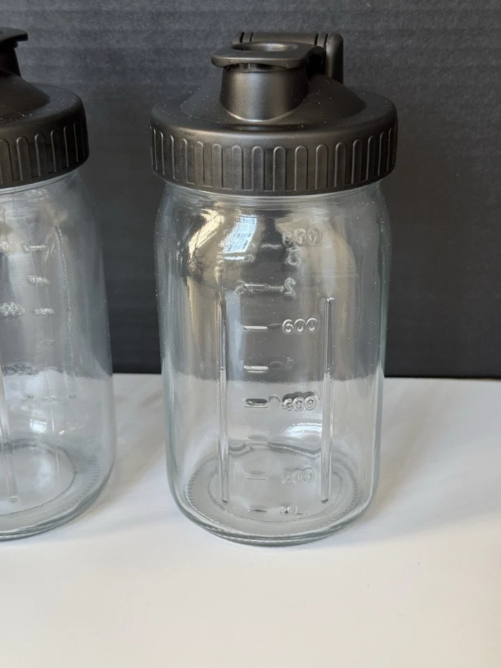 Juego de 3 frascos de leche materna/vidrio multiusos jarra de albañil mango a prueba de fugas 32 oz Foto 4 de 4