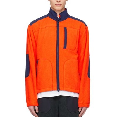 NWT OUTDOOR VOICES Men's Primo Fleece Full Zip Orange Navy Blue Medium