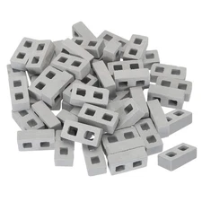 Miniature Bricks Clay Mini Wall Brick for Model Building Grey 50PCS Scale 1/12