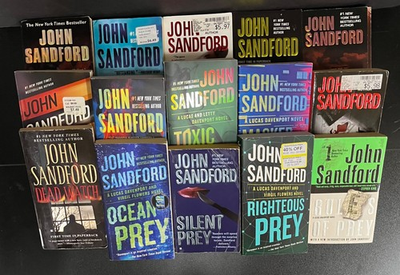 #ad John Sanford lot of 15 MMPB includes Ocean Prey Silent Prey Toxic Prey $32.99
