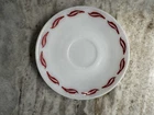 Vintage Termocrisa milk white glass mini saucer hand painted RED FEATHER
