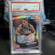 2024-25 Panini Prizm Black Silver Auto Jalen Duren #190 PSA 10 GEM MT