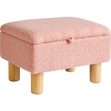 Fußhocker mit Stauraum Teddy Pink Holz Sofa Kissen