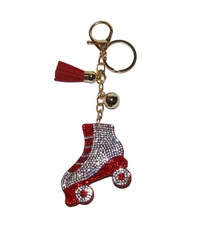 Popfizzy Red Roller Skate Keychain for Women and Girls, Bling Purse Charm