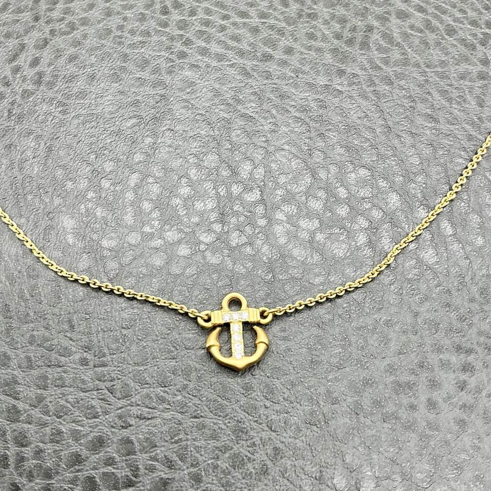 Spartina 449 Anchor Necklace Nautical Pendant Adjustable Dainty Chain Gold Tone - Image 3 of 4