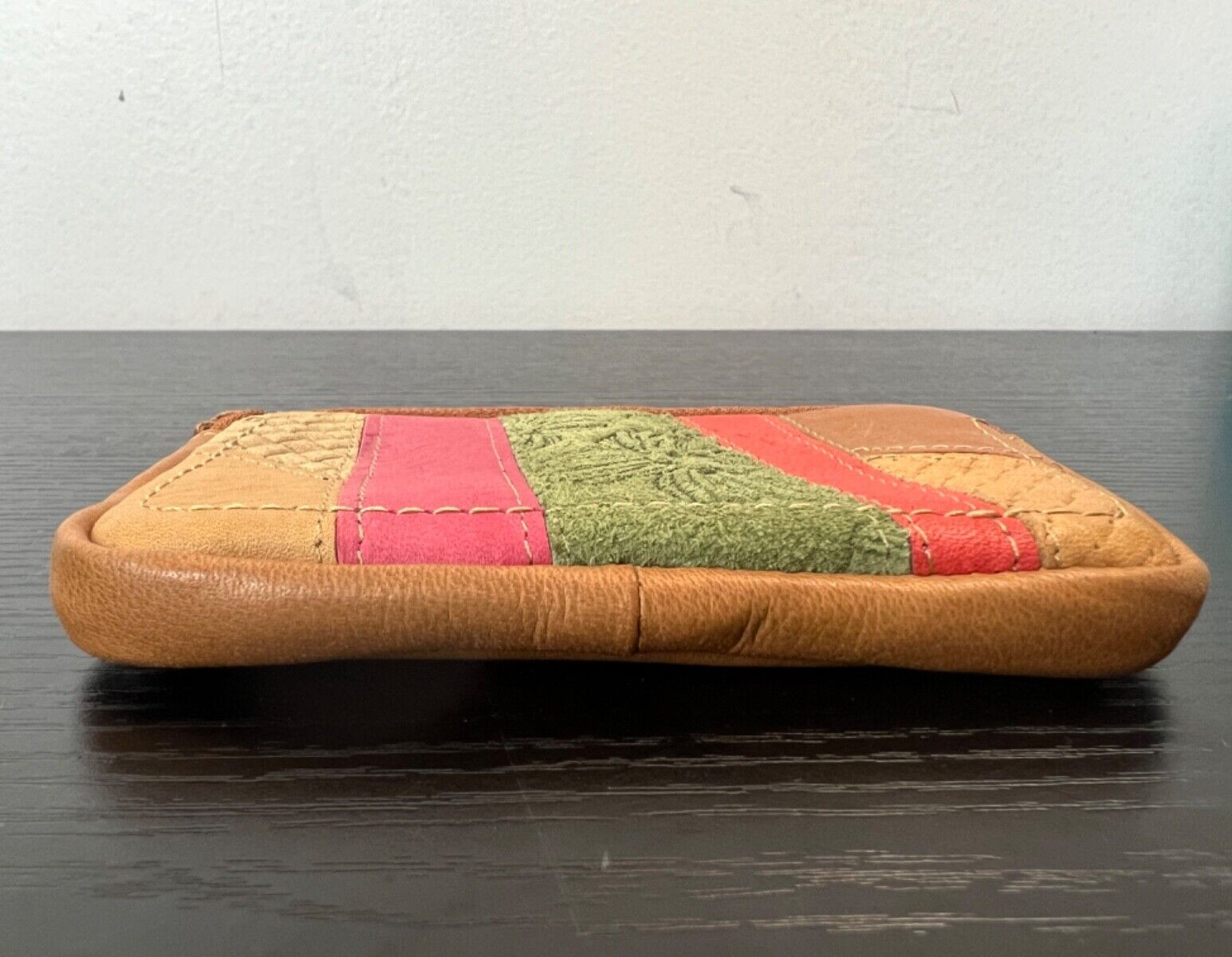 Fossil Leather Multicolor Stiched Patchwork Zippe… - image 3