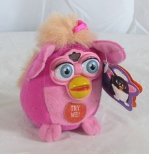Furby Talking Keychain Clip Pink Blue Eyes Orange Mane and Tail 1999 NWT