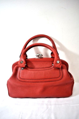 CELINE GENUINE RED LEATHER TOTE HANDBAG SIZE LARGE ON SALE dl