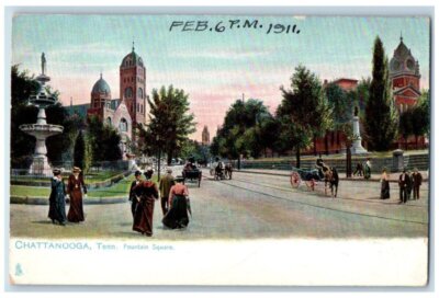 1911 Fountain Square Park Chattanooga Tennessee Tuck's Historic Old Photo