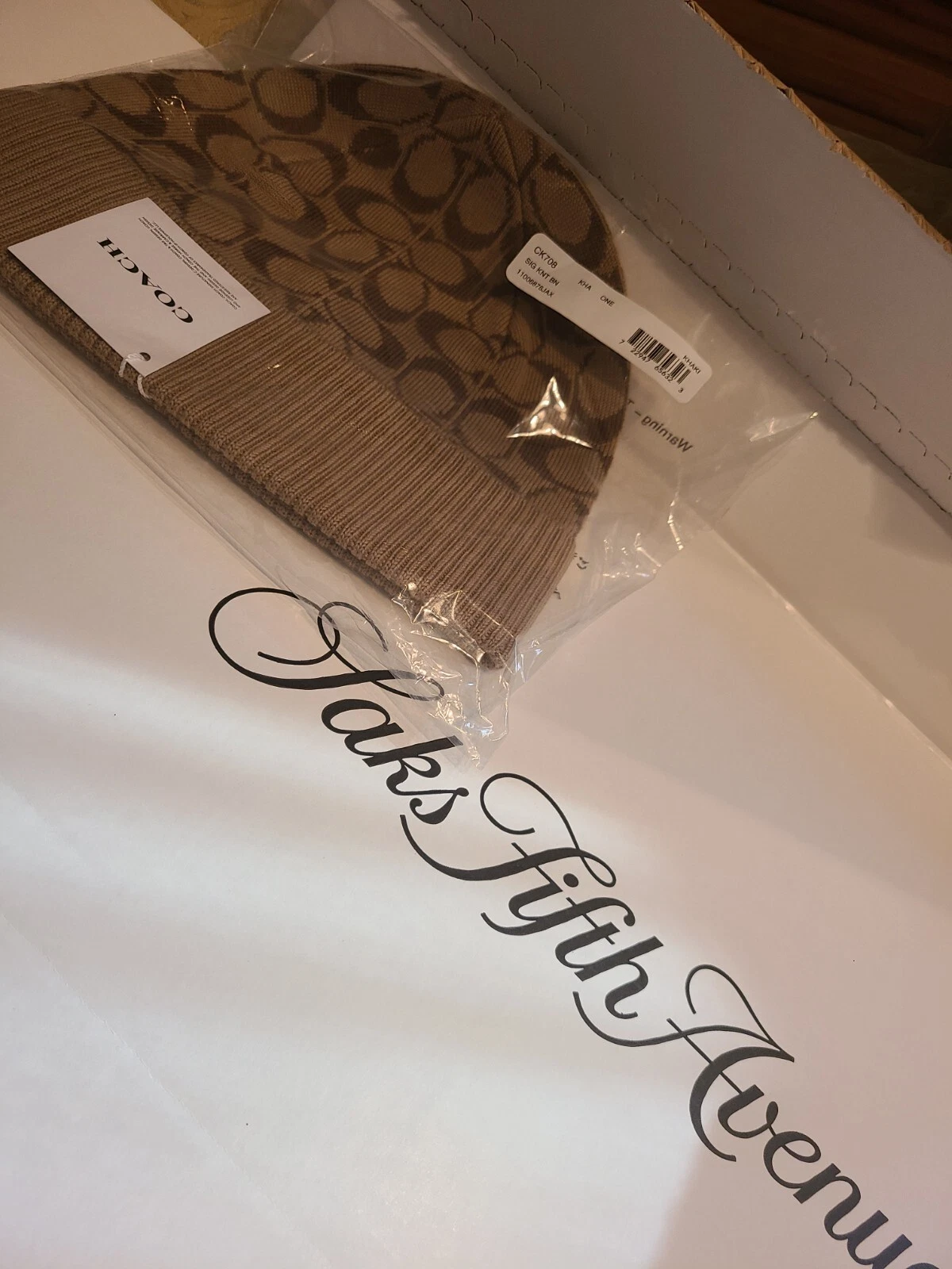 New Coach Limited Edition Beanie Signature Logo Wool Limited Edition Khaki