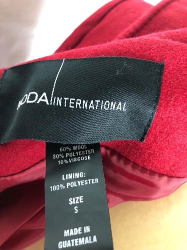 NWT VS Moda International Red Wool Coat Double Buttons Trench Sz S Belted $170 - Picture 4 of 4