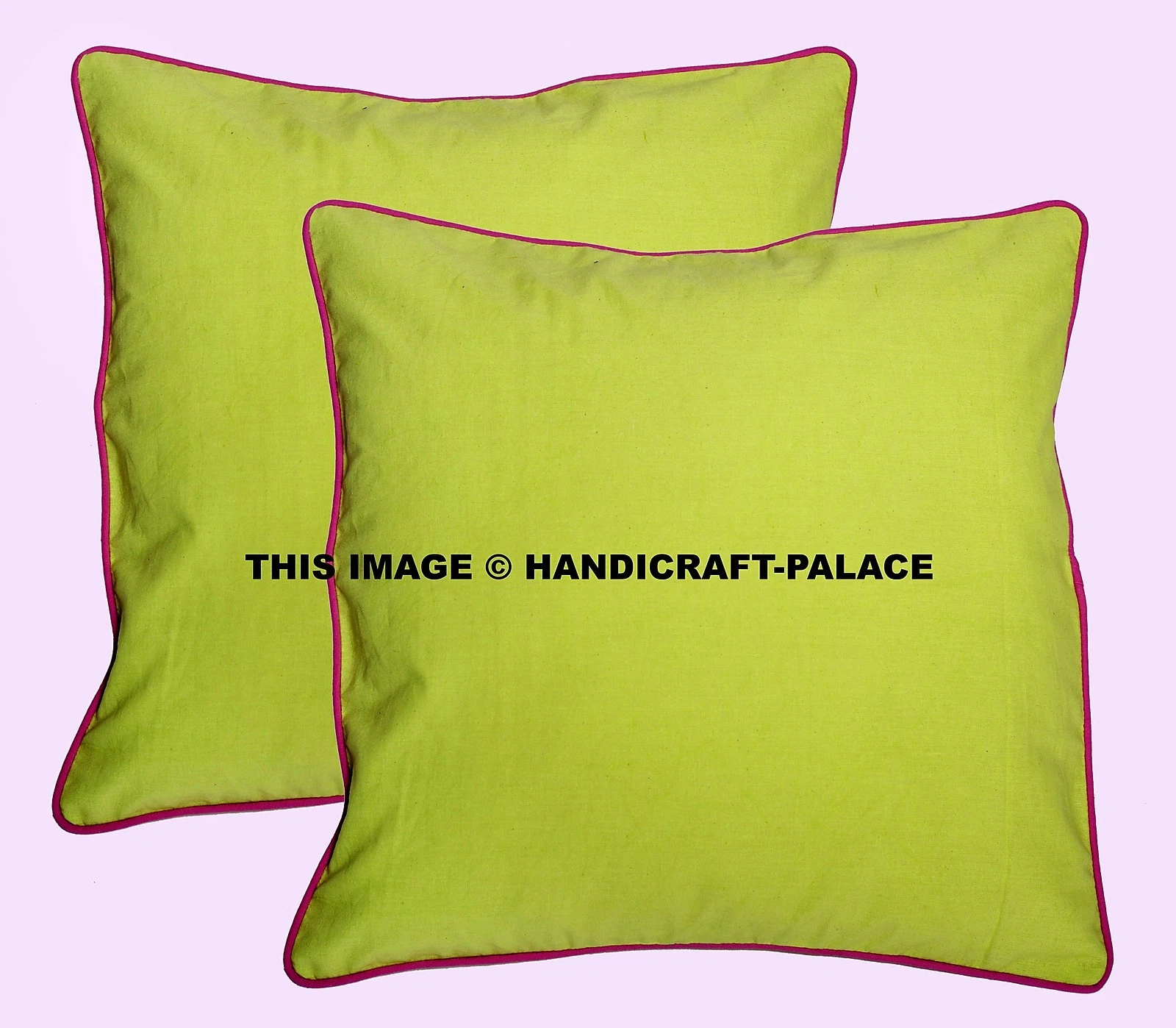 2 PCs 16'' Cotton Throw Indien Decorative Sofa Sham Washable Green Cushion Cover