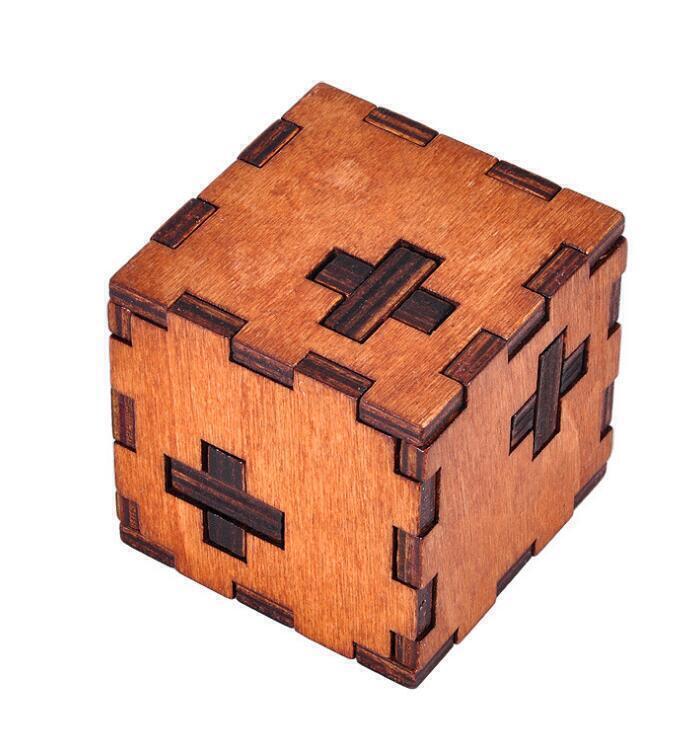 Secret Puzzle Box Toy Impossible Brain Teaser Wooden IQ Game Cube Lock