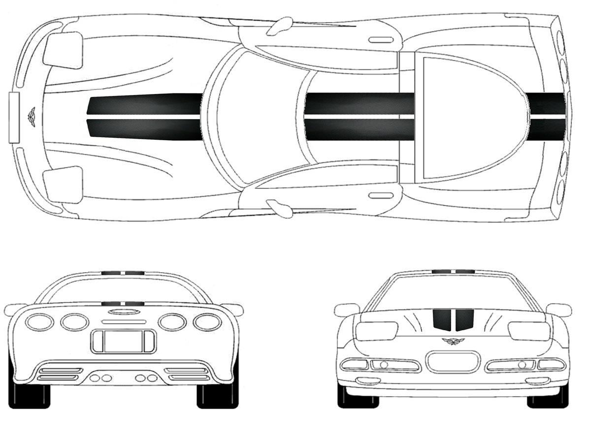 Clausen's Decals RACING STRIPES Black Metal2 CARBON FIBER vinyl