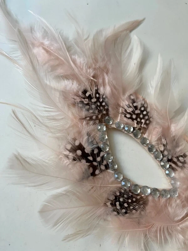 Maske neu rosa Federn strass - Bild 2 von 3