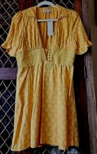 ☀Urban Outfitters Graziana Sunflower Yellow Short Sleeve Mini Dress M NWT $75