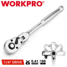 WORKPRO 1/4" Drive Flex Head Ratchet 72-Tooth Ratchet Flex Head Chromium Plating