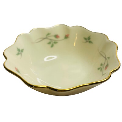 Lenox Rose Manor kleine Schale rosa Rosen Goldrand überbackene Schmuckschale Made USA