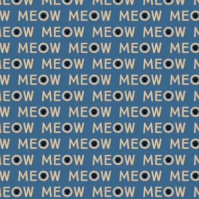 Feline Drive Fabric PURRFECTION Meows Blue Cats - Fat Quarter (18'' x 22'') FQ