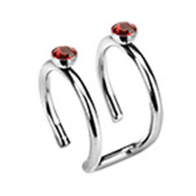 1 - 14 Gauge Surgical Steel Cartilage Clip-On Double Closure Ring Double CZ C241