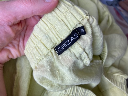 GRIZAS Lagenlook Balloon Pull on Midi Long Skirt 100% Linen Lime Colour Size M - Picture 11 of 11