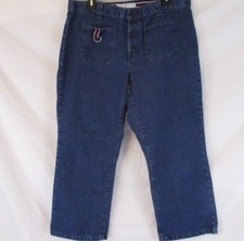 Tommy Hilfiger Jeans Womens Capri Denim Blue Sz 14 Button Fly Dark Wash CB83i