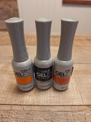Lot 3 Full Size Orly GelFX Gel Nail Color Laquer Polish Blue Suede Orange Sorbet