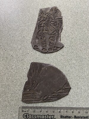 Vintage Metall Druckplatten - Katze & Hase Werbung