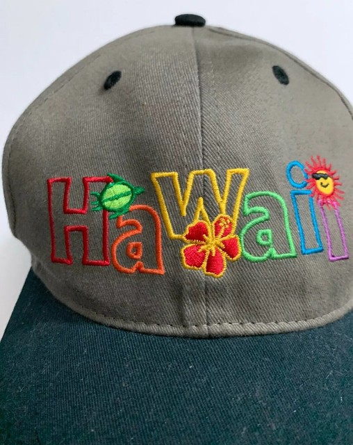 RARE Vintage Hawaii Rainbow Hawaiian Headwear Ball Cap Hat Honolulu Sun