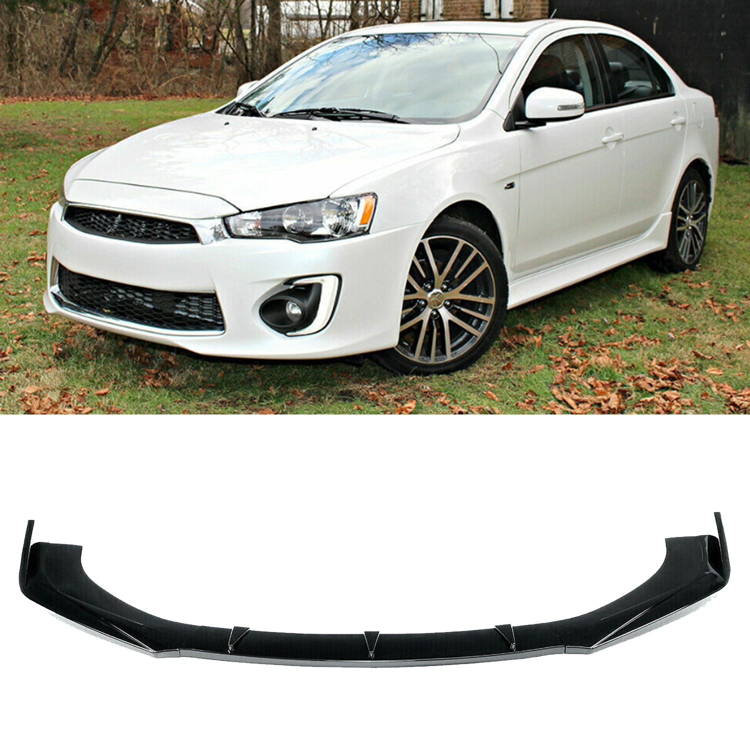 For Mitsubishi Lancer Front Bumper Lip JDM Body Kit Spoiler Splitter Glossy Bla
