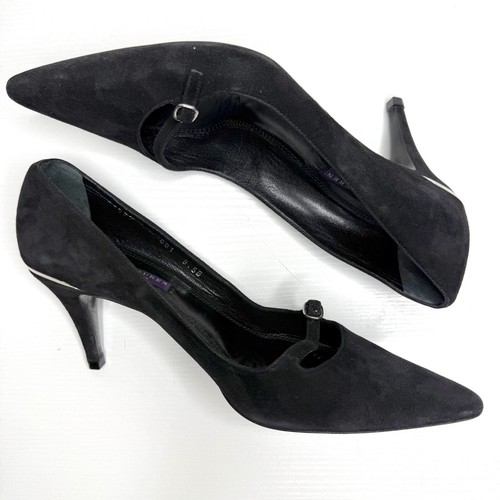 Ralph Lauren Collection Purple Label Suede Mary Jane Pump Womens 9.5 B Black - Picture 5 of 10