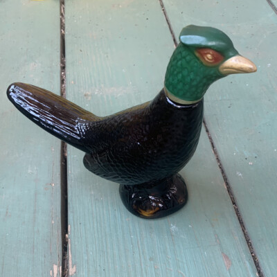 Avon Perfume Bottle Green Glass Pheasant Bird Cologne Oland