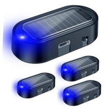 Car Solar Power Simulated Dummy Alarm, Anti-Theft LED Flashing 4pcs blue 4pcs