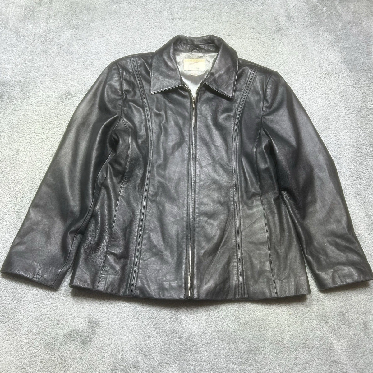 Manteau En Cuir Daim Olive Jacqueline Ferrar - Taille L, Excellent état Presque Neuf
